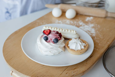 Close-up of dessert in plate on table