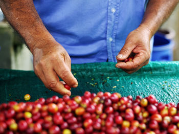 Cropped image of man working on cutting board in factory