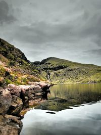 Reflection of mountain range in lake