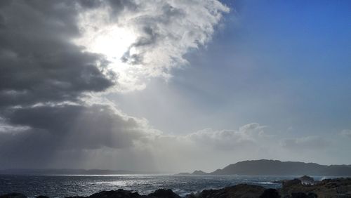 Scenic view of sea against cloudy sky
