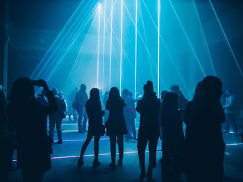 Group of silhouette people at music concert
