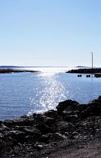 Scenic view of sea against clear sky