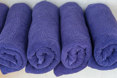 Close-up of towels against white background