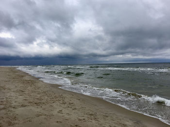 Scenic view of beach against sky