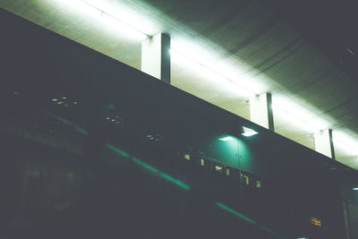 Low angle view of stairs at night