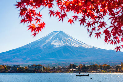 Scenic view of snowcapped mountain against sky