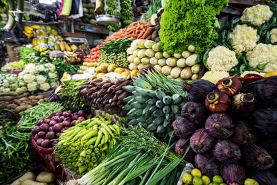 Various fruits for sale at market stall