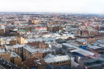 High angle shot of townscape against sky