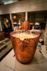 Close-up of cocktail in glass on table at restaurant