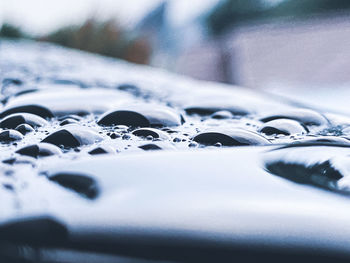 Close-up of wet car