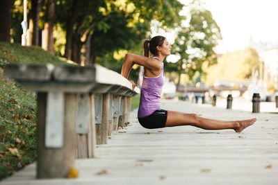 Young woman exercising, uppsala, sweden