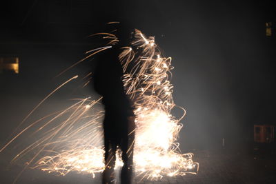 Firework display at night