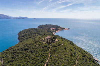 High angle view of sea against sky