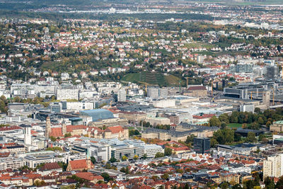 Stuttgart city with schlossplatz vineyard and church