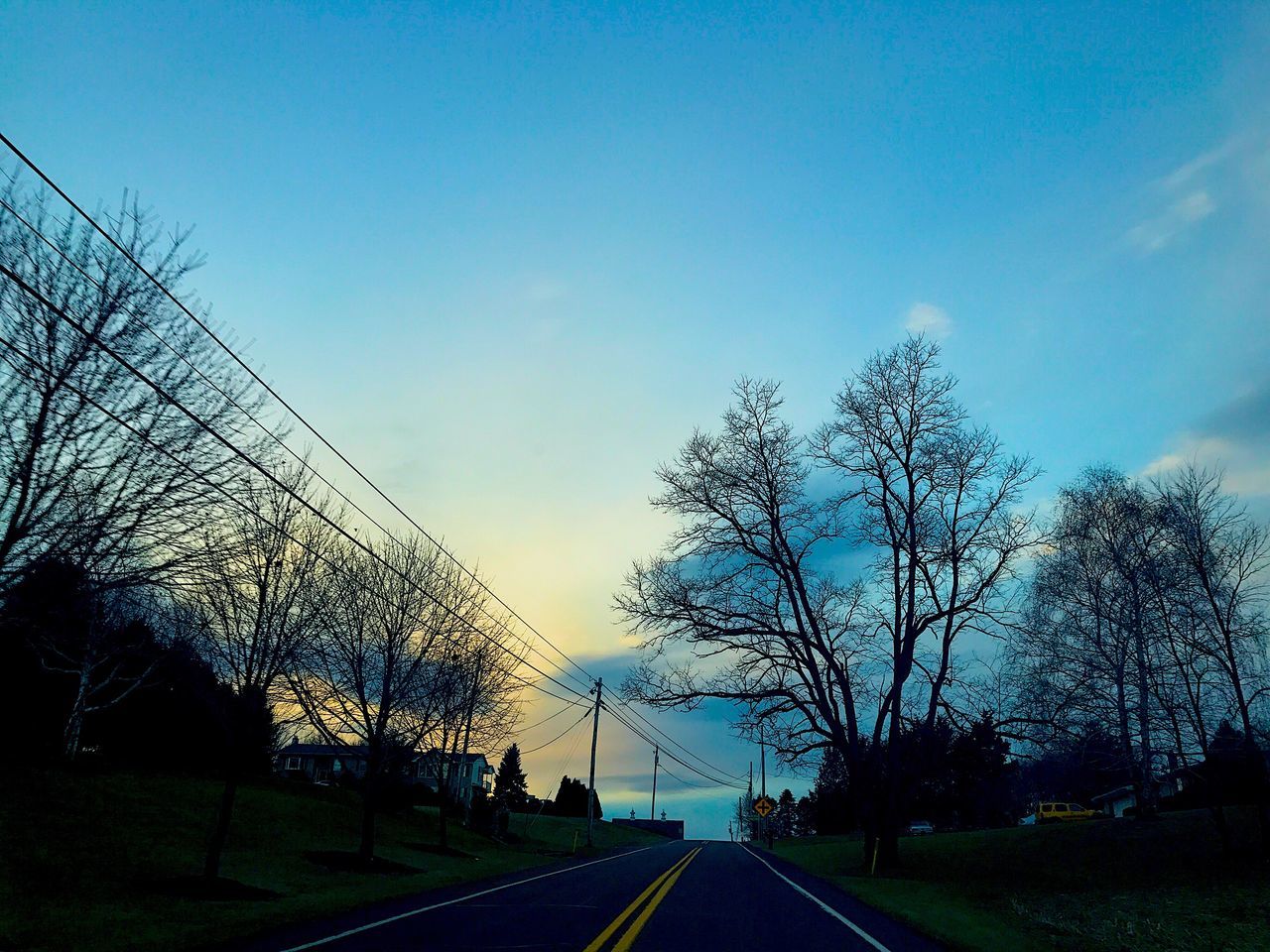 ROAD AMIDST TREES AGAINST SKY