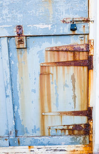 Interesting weathered beach hut door on goodrington sands, devon.