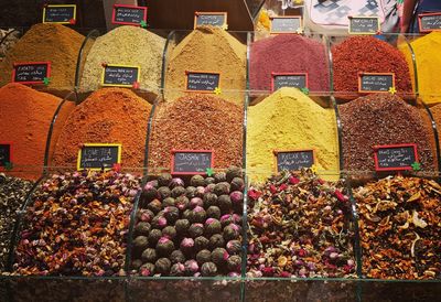 Various vegetables for sale at market stall
