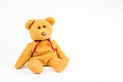 Close-up of stuffed toy against white background