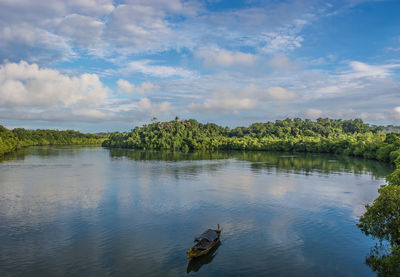 Scenic view of lake against sky