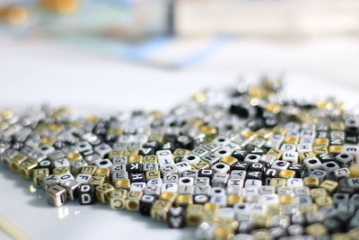 High angle view of keyboard on table