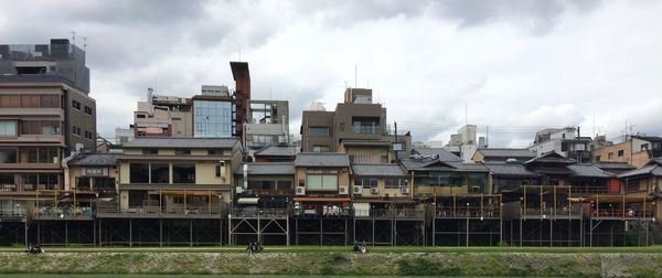 Panoramic view of residential district against sky