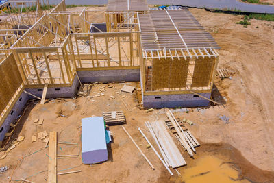 High angle view of abandoned construction site