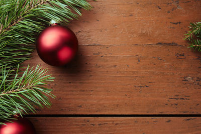 Close-up of christmas tree on table