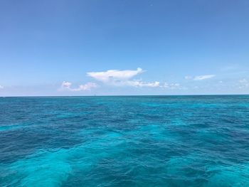 Scenic view of sea against blue sky