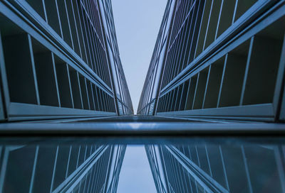 Low angle view of modern building against clear sky
