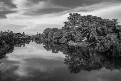 Scenic view of lake against sky