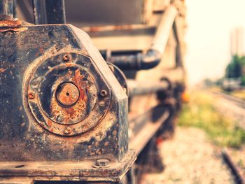 Close-up of old rusty car