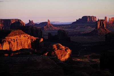 Low angle view of rock formations