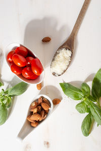 High angle view of food on table