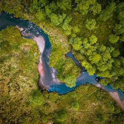 High angle view of waterfall