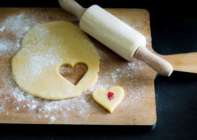 Close-up of cookies on cutting board