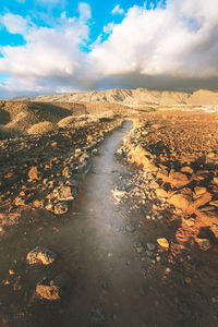 Scenic view of land against sky