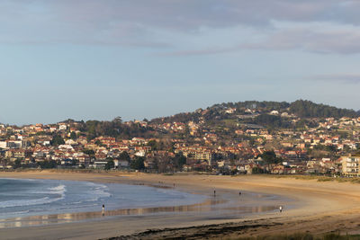 View of the beach of playa américa in a winter afternoon, spain