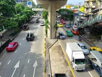 High angle view of traffic on road