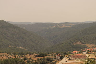 High angle view of landscape against clear sky