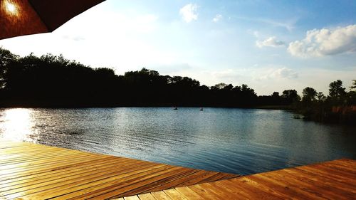 Scenic view of lake against sky