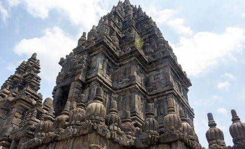 Low angle view of temple building against sky