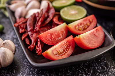 Close-up of food on table