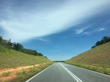 Road amidst green landscape against sky