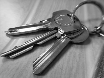 High angle view of keys on table