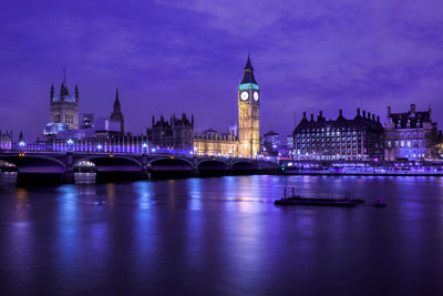 View of illuminated london cityscape at night
