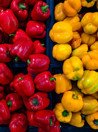 Full frame shot of bell peppers at market stall