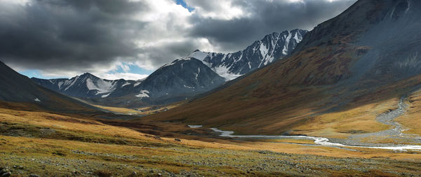 Scenic view of mountains against sky