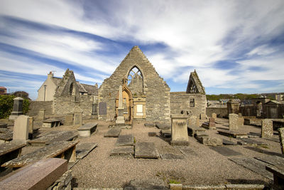 The ruins of the old st peters church in thurso, scottish highlands, uk