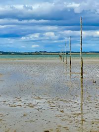 Scenic view of beach against sky