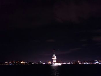 View of illuminated buildings at night